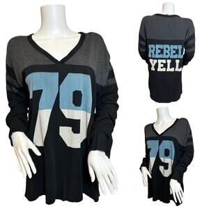 #T122 Rebel Yell V Neck Graphic 3.4 Sleeve T SZ S $78